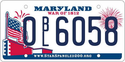 MD license plate 0BL6058