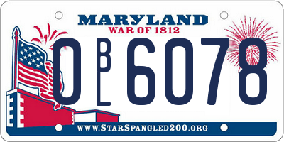 MD license plate 0BL6078