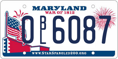 MD license plate 0BL6087
