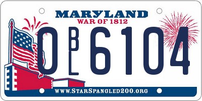 MD license plate 0BL6104
