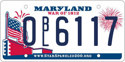 MD license plate 0BL6117