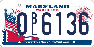 MD license plate 0BL6136