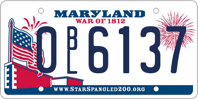 MD license plate 0BL6137