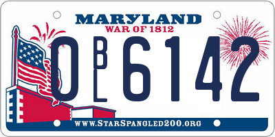 MD license plate 0BL6142