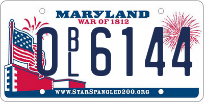 MD license plate 0BL6144
