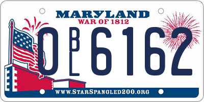 MD license plate 0BL6162