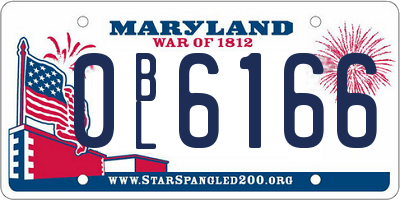 MD license plate 0BL6166