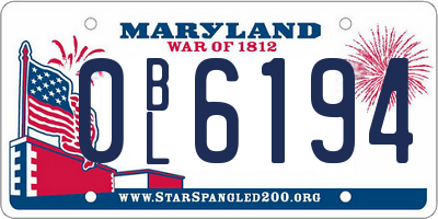 MD license plate 0BL6194