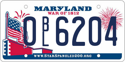 MD license plate 0BL6204