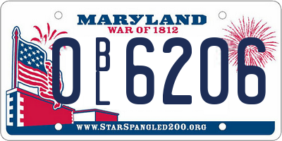 MD license plate 0BL6206
