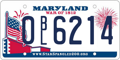 MD license plate 0BL6214