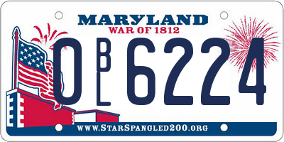 MD license plate 0BL6224
