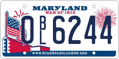 MD license plate 0BL6244