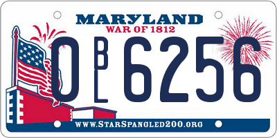 MD license plate 0BL6256