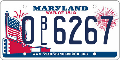 MD license plate 0BL6267