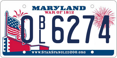 MD license plate 0BL6274