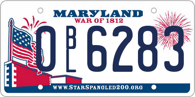 MD license plate 0BL6283