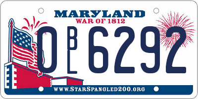 MD license plate 0BL6292