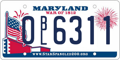 MD license plate 0BL6311