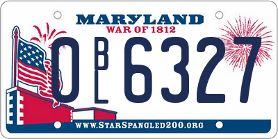 MD license plate 0BL6327
