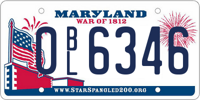 MD license plate 0BL6346