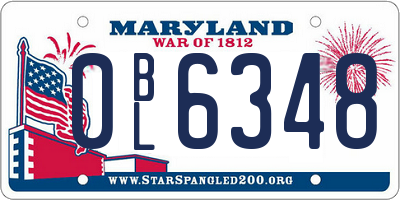 MD license plate 0BL6348