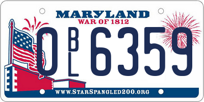 MD license plate 0BL6359