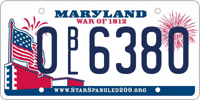 MD license plate 0BL6380