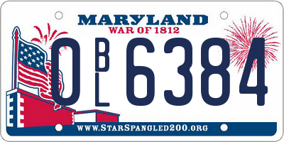 MD license plate 0BL6384