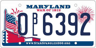 MD license plate 0BL6392