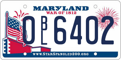 MD license plate 0BL6402