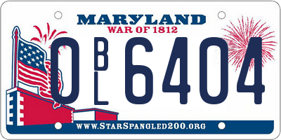MD license plate 0BL6404