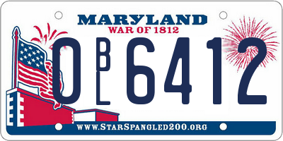 MD license plate 0BL6412