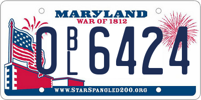 MD license plate 0BL6424