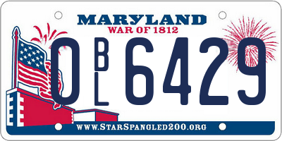 MD license plate 0BL6429