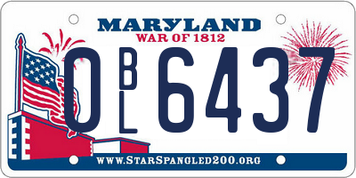 MD license plate 0BL6437