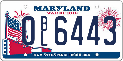 MD license plate 0BL6443