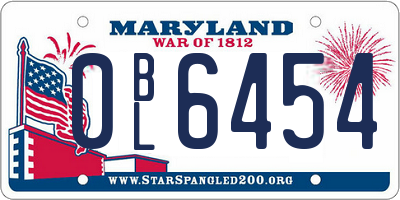 MD license plate 0BL6454