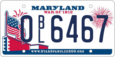 MD license plate 0BL6467