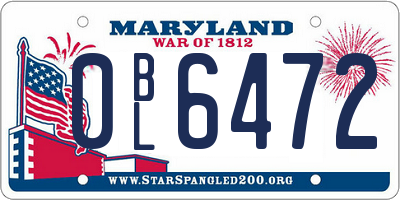 MD license plate 0BL6472