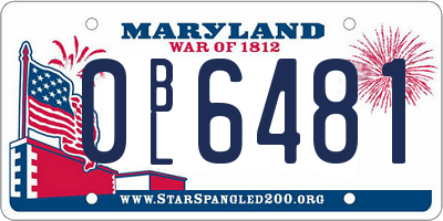 MD license plate 0BL6481