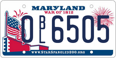 MD license plate 0BL6505