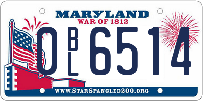 MD license plate 0BL6514