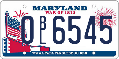 MD license plate 0BL6545