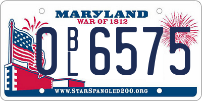 MD license plate 0BL6575