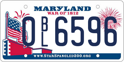 MD license plate 0BL6596