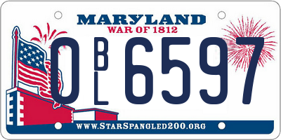 MD license plate 0BL6597