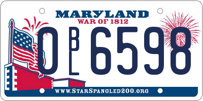 MD license plate 0BL6598