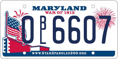 MD license plate 0BL6607