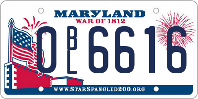 MD license plate 0BL6616